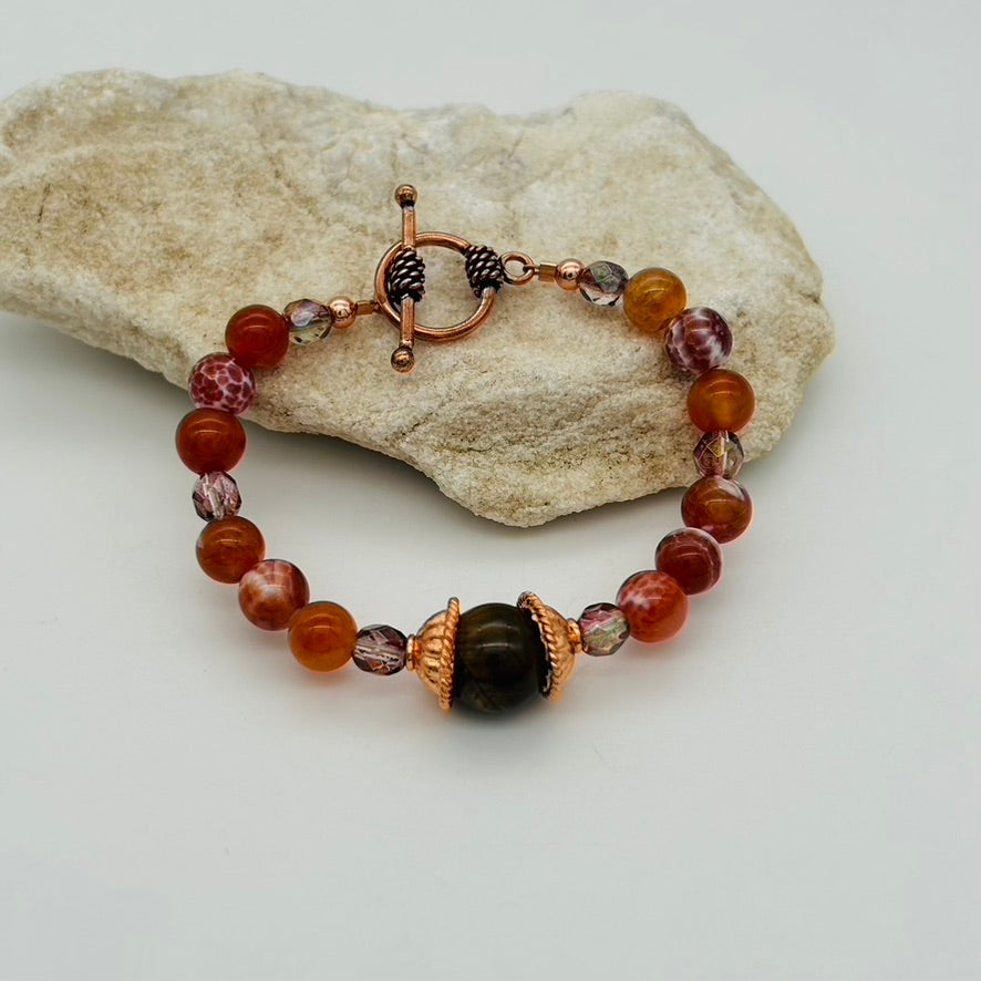 CO12BL Fire Agate Bracelet 7"