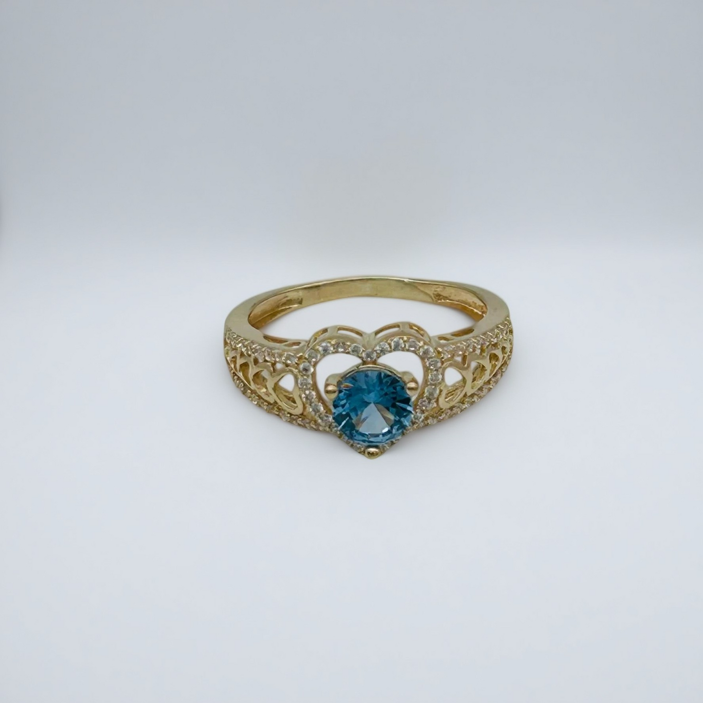 14KG478 Blue Hearts Ring #8