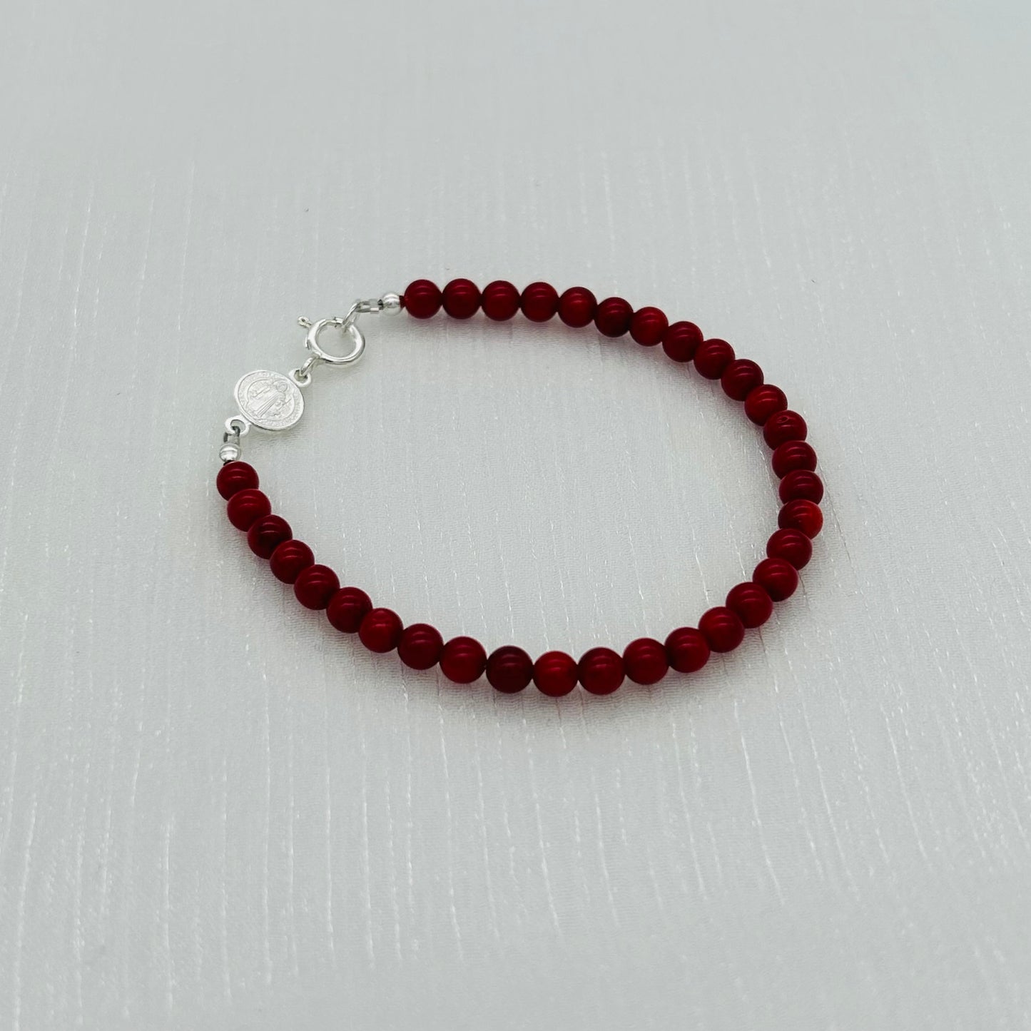 ST1971 Red Dyed Bamboo Coral Bracelet 7"