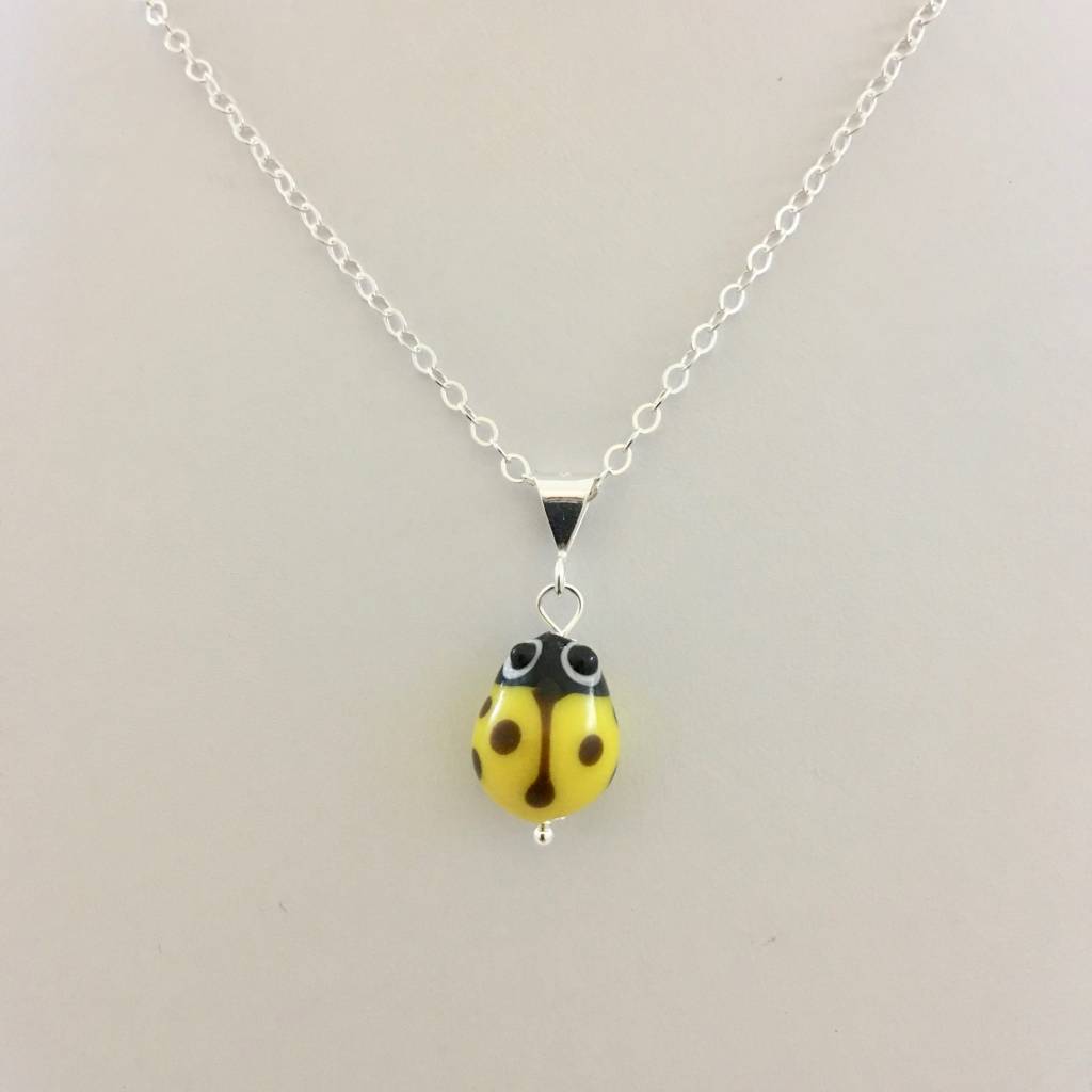 CH880NL Yellow Lady Bug Necklace 16"