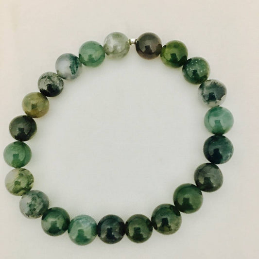 ST1249BL Moss Agate Bracelet 7"