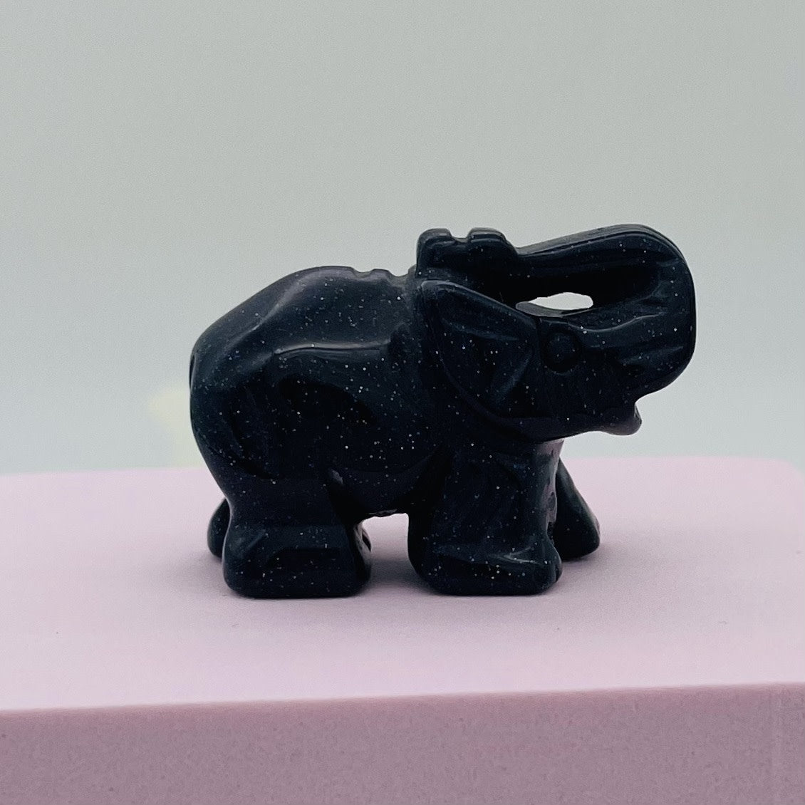 ST1518 Blue Goldstone Elephant 1.5"