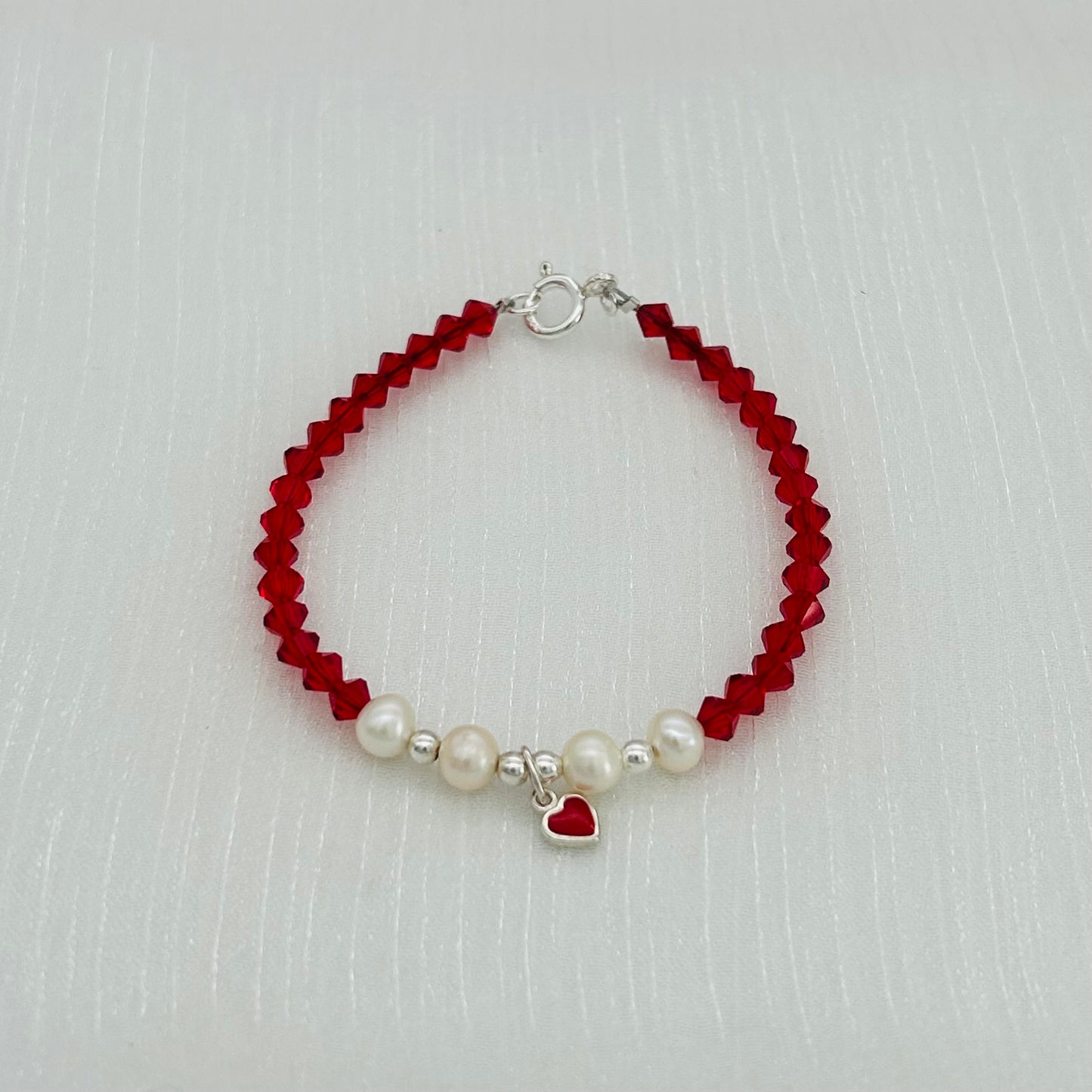 C1481 Red Heart Bracelet 6.5"
