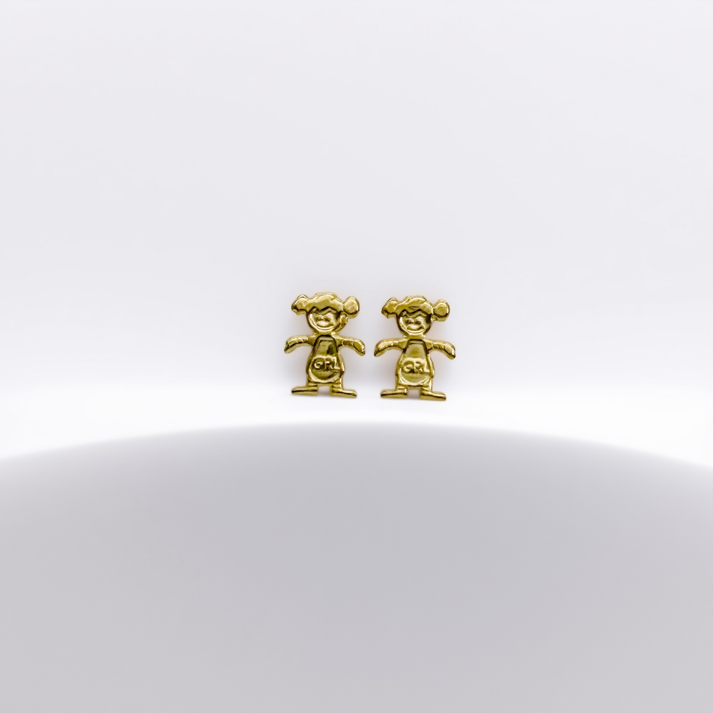14KG454 14K Gold Girl Earrings 8mm. X 5mm.