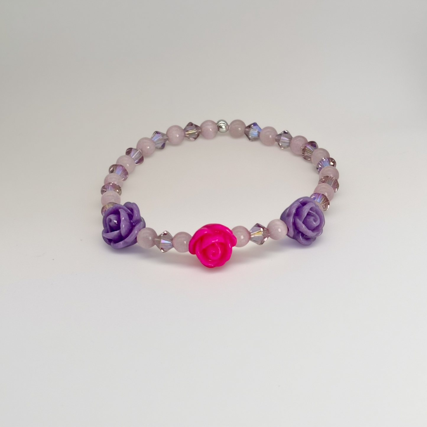 CH987BL Purple Flowers Bracelet 5.5"