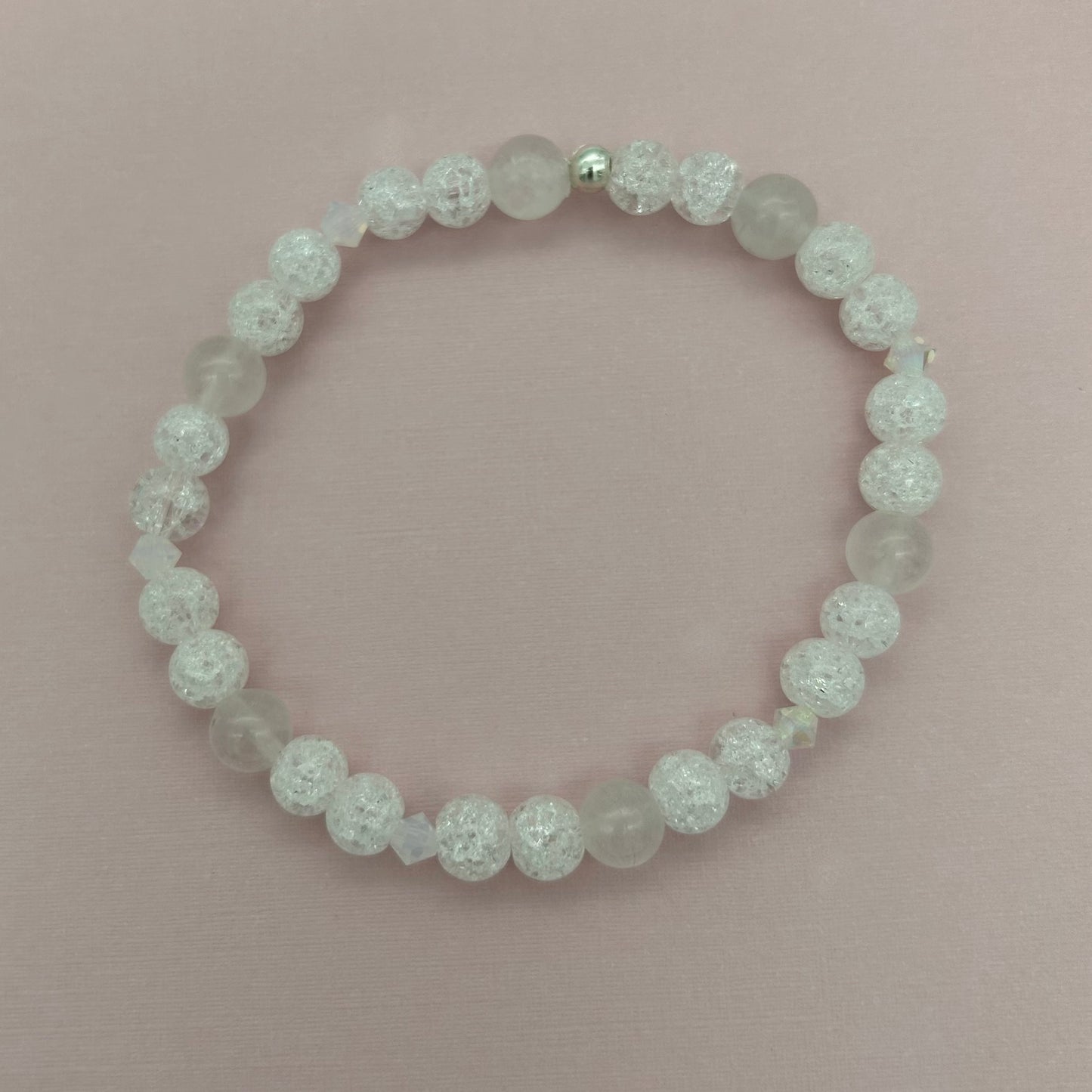 ST1922BL Moonstone and rock crystal Bracelet 6.5"