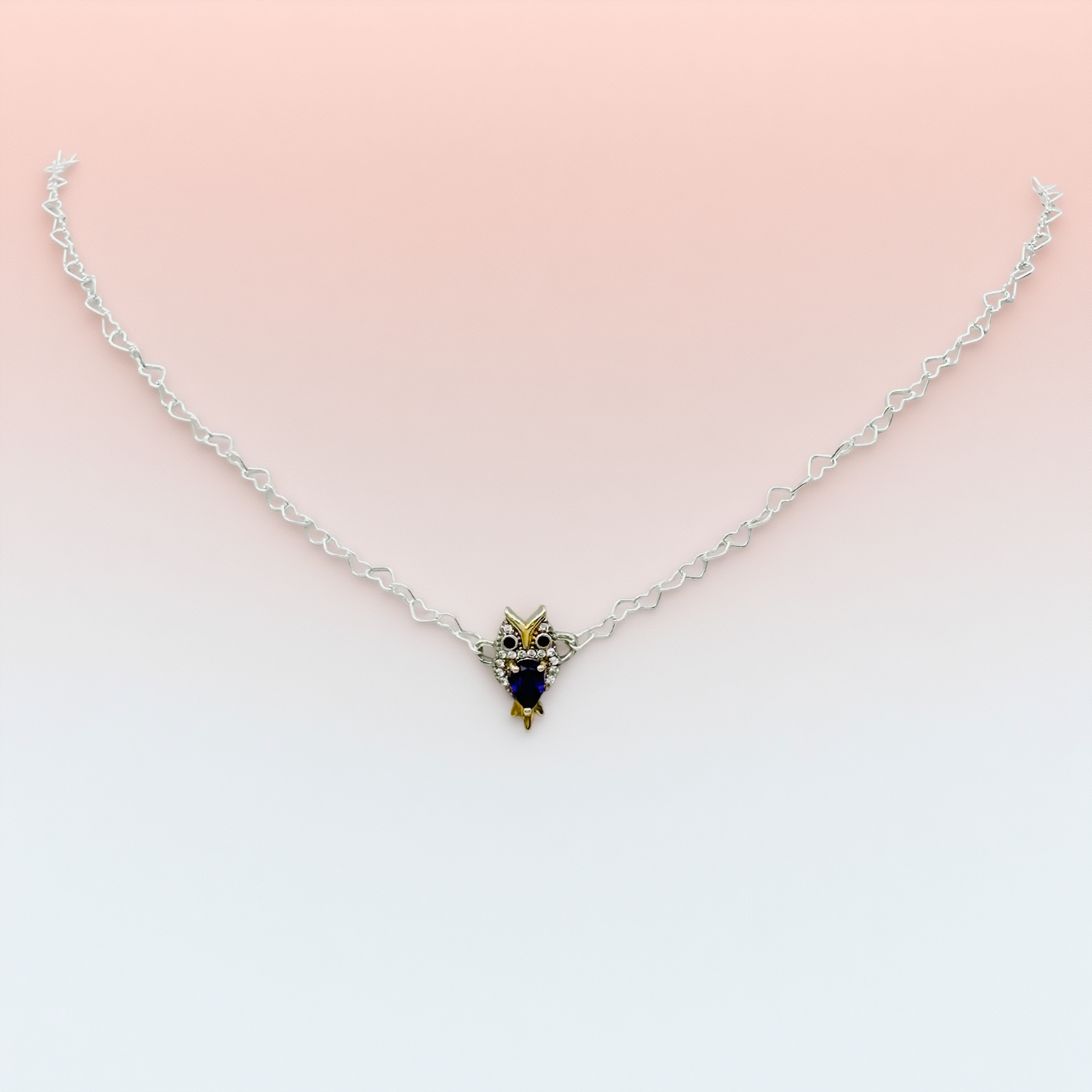 Z1889NL Hearts With Owl Necklace 16"