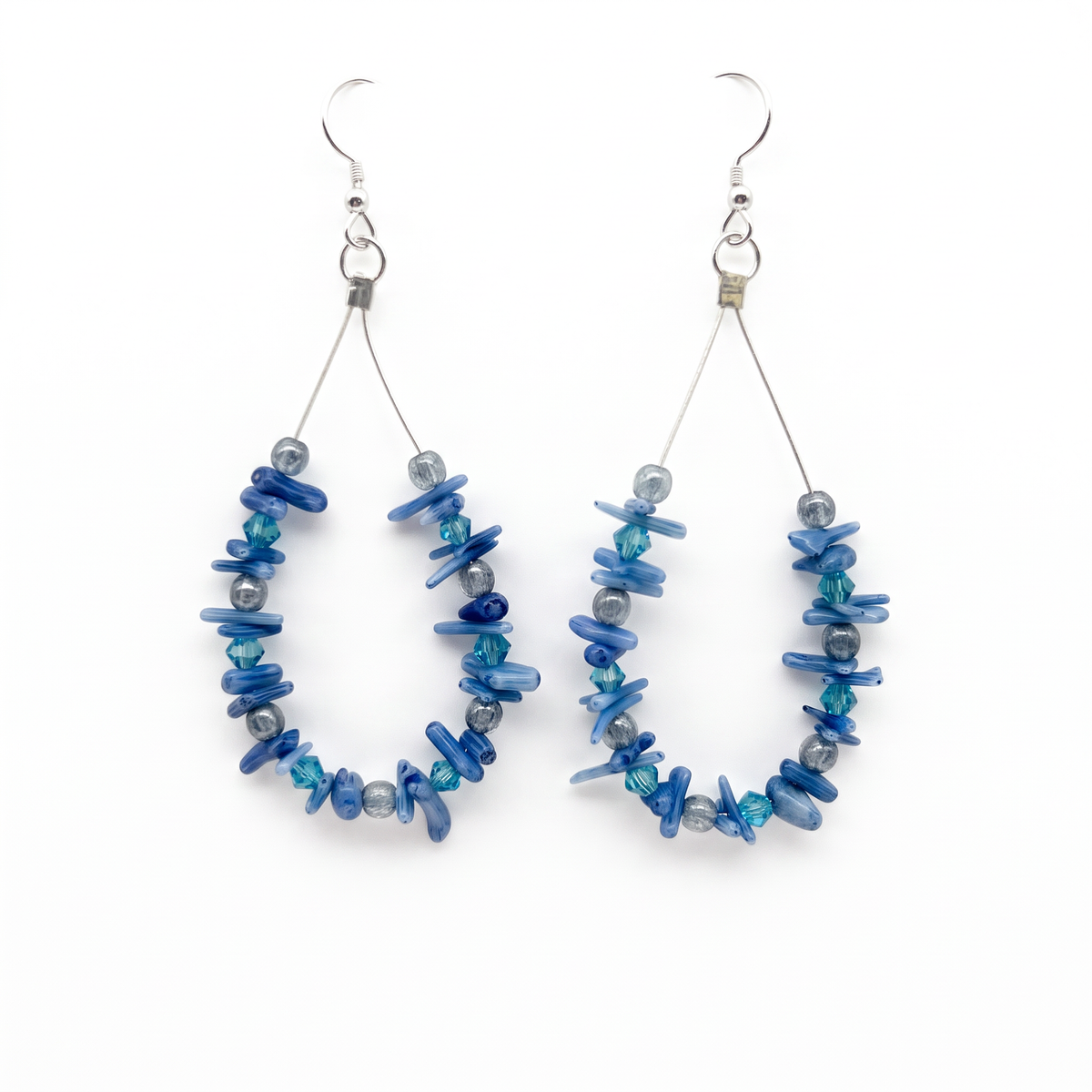 ST1992ER Blue Dyed Bamboo Coral Earrings
