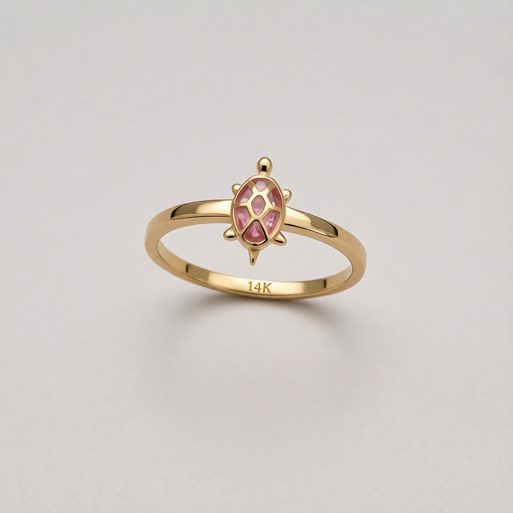 14KG497 Pink Turtle Ring #7