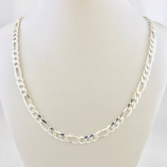S1239 Super Flat Figaro Pave Chain 5.6mm. X 20"