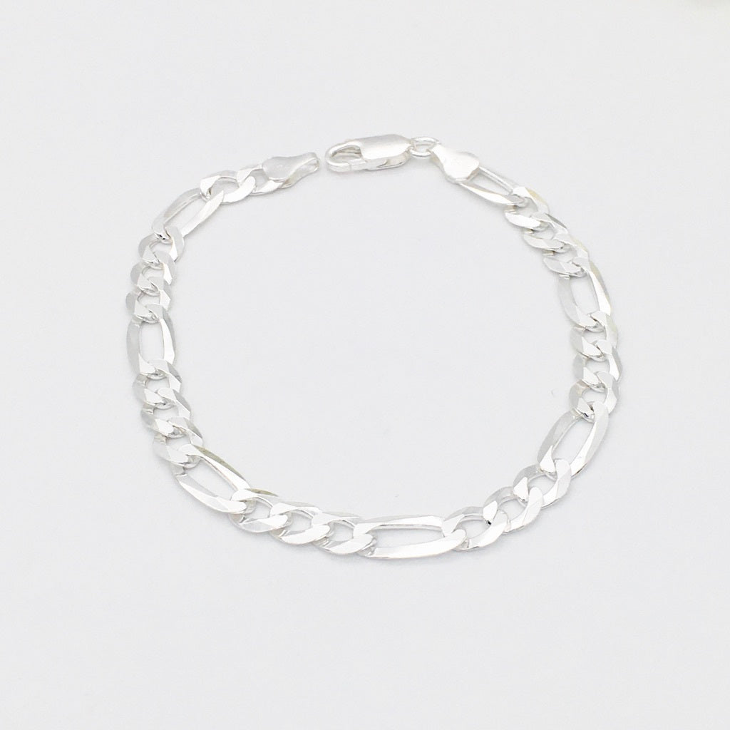 S1424BL Super Flat Figaro Bracelet 7mm. X 8"