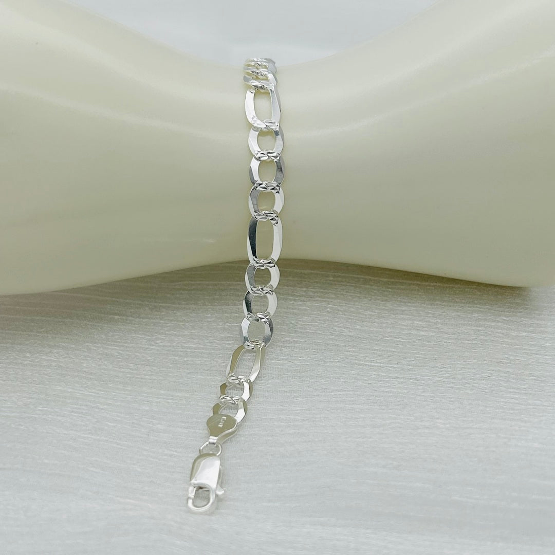 S1779BL Super Flat Figaro pave Bracelet 4.5mm. X 7"