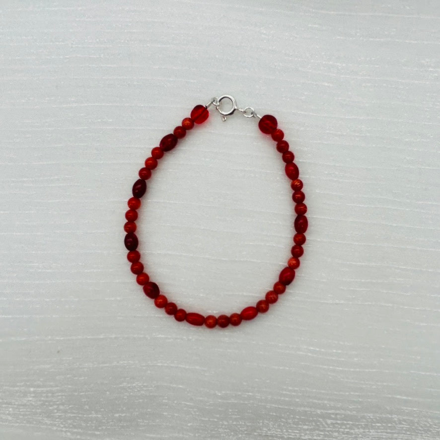 ST1445BL Red Dyed Bamboo Coral Bracelet 7.5"