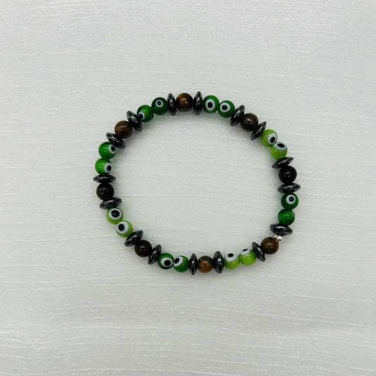 ST1864BL Tiger Eye Green Eyes Bracelet 7.5"