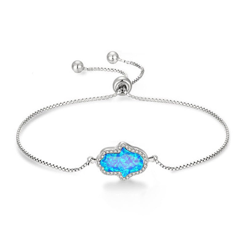 ST1884BL Hamsa Blue Opal Adjustable