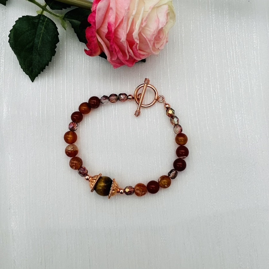 CO12BL Fire Agate Bracelet 8"