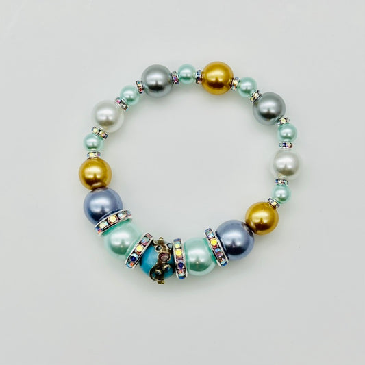 F449BL Glass Pearls 7" Bracelet