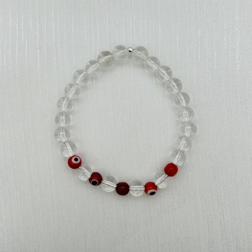 ST1754BL Rock Crystals Red Eyes Bracelet 7"