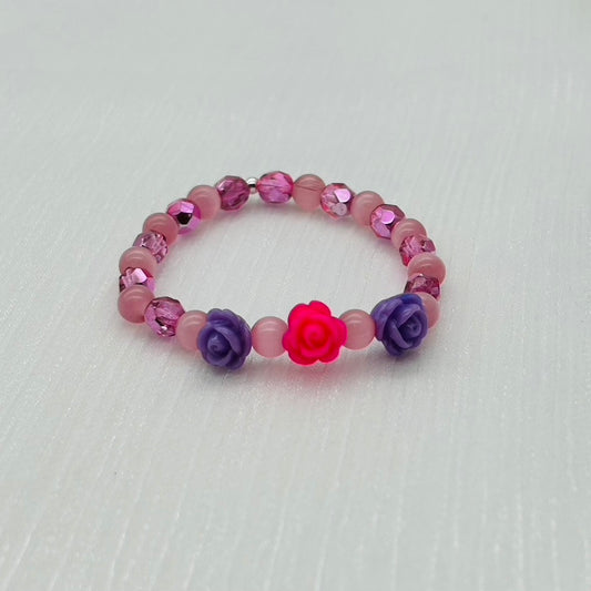 CH975BL Pink Bracelet with Flowers 6"