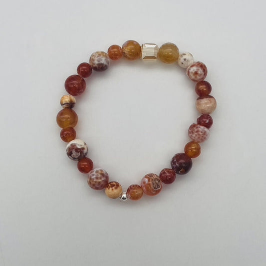 ST1839BL Fire Agate Bracelet 7"