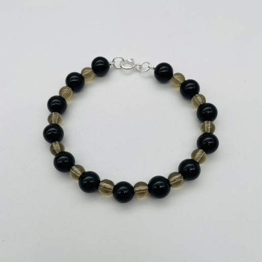 ST1184BL Onyx & Smoky Bracelet 7.5"