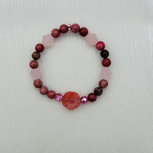 ST1462BL Rhodonite Bracelet 7"