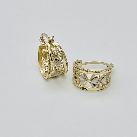 14KG233 14K Gold Hearts Hoop Earrings 20mm. X 8mm.