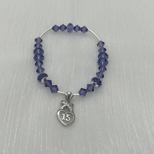 C1219 Tanzanite Quinceañera Bracelet SW 7"