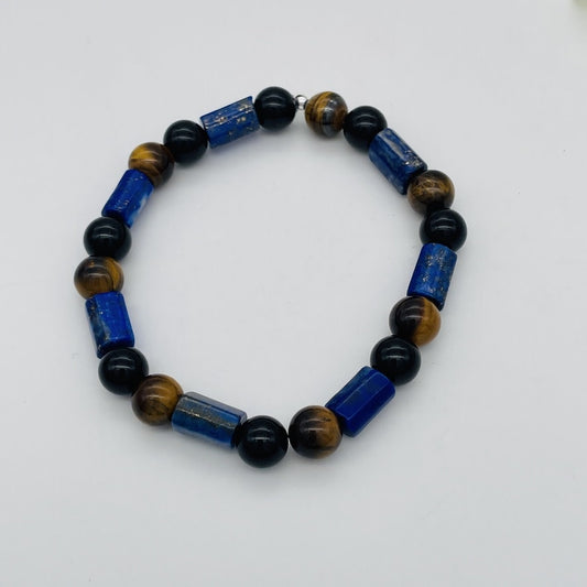 ST1572BL Lapis, Tiger Eye & Onyx 7.5" Final Sale