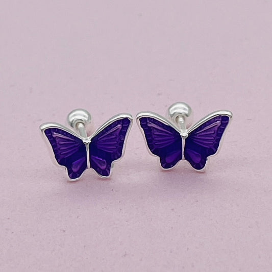 S1705 Purple Butterflies Earrings
