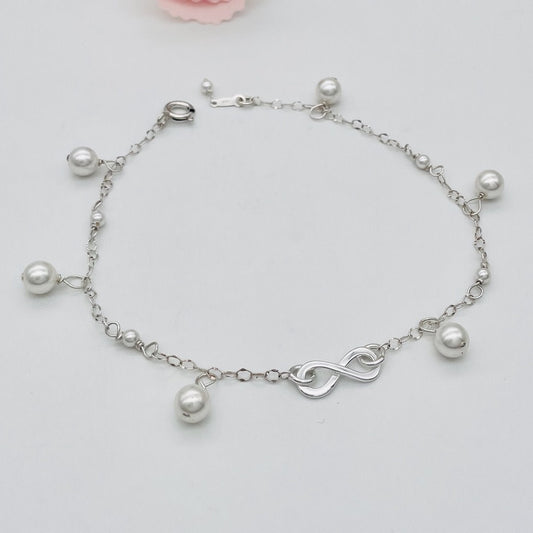 C1182 SW Pearls Anklet 10.5"