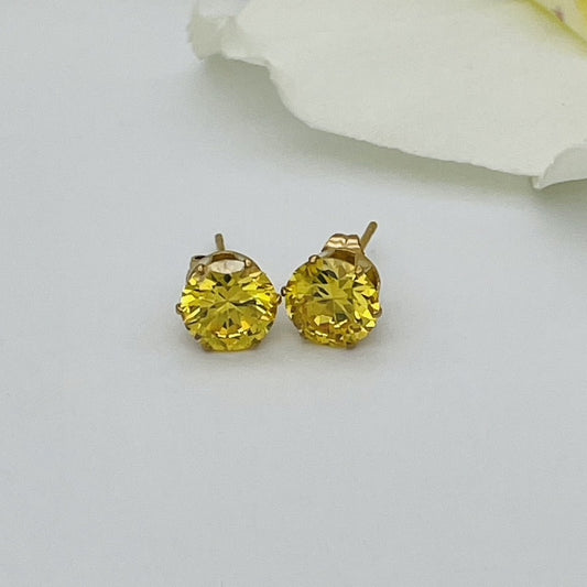 SS1314 Yellow Gold Plated Earrings 7mm.