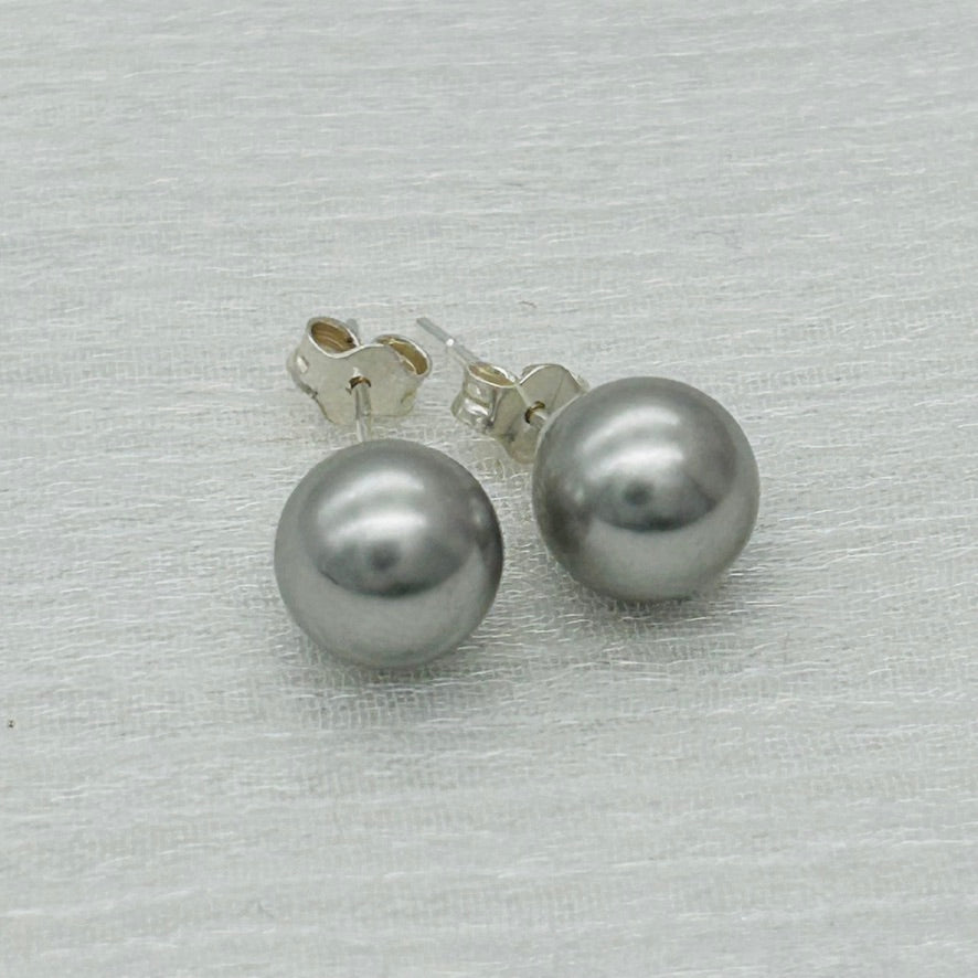 C1031ER Silver Pearls Earrings  8mm