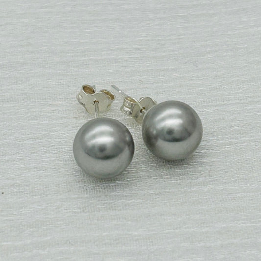 C1031ER Silver Pearls Earrings  8mm