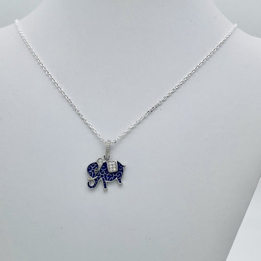 Z1561NL Blue Elephant Necklace 18"