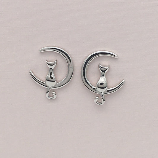 S1576 Cat In Moon Earrings