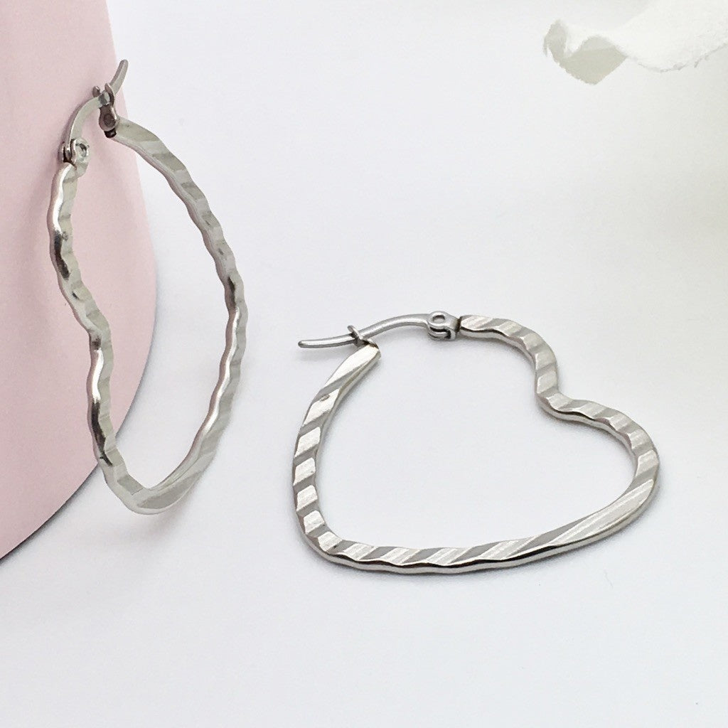 SS1178 Heart Hoop Earrings 35mm.