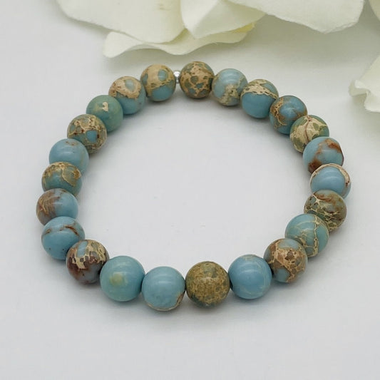ST1580BL Blue Jasper Bracelet 7.5"