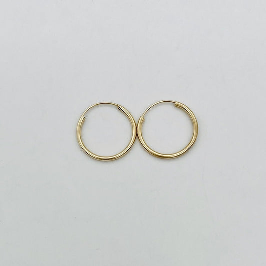 G15 14K Gold Hoop Earrings 1.5mm. X 15mm.