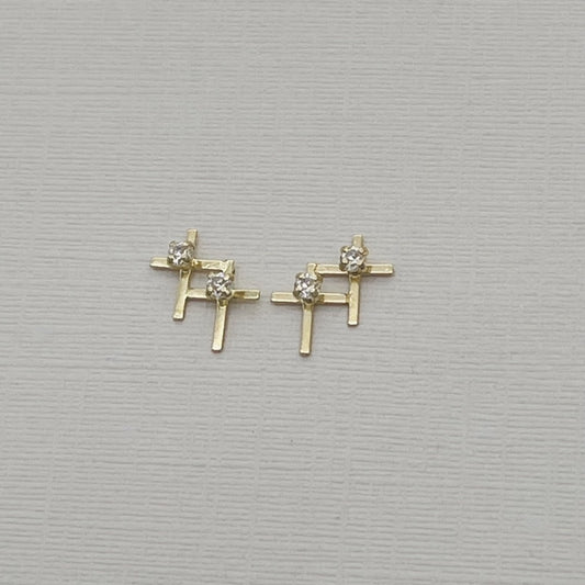 14KG265 Double Cross Earrings