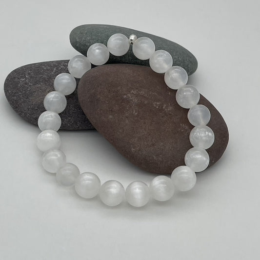 ST1846BL Selenite Bracelet 7"