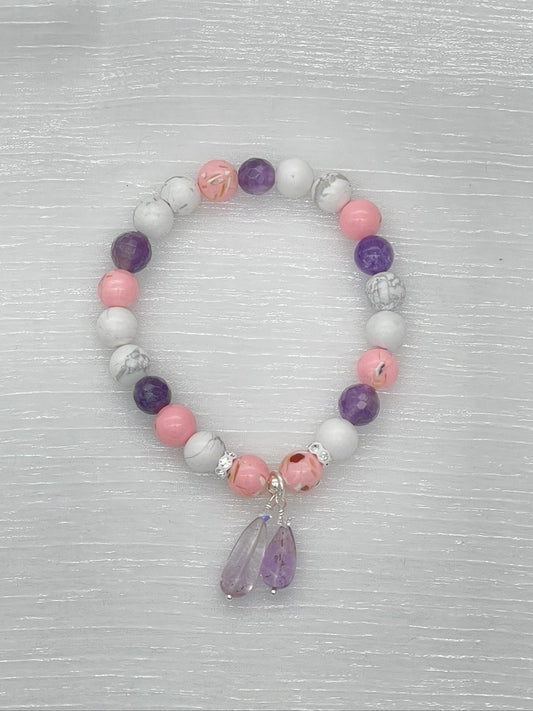 ST1854Bl Howlite Amethyst  7"