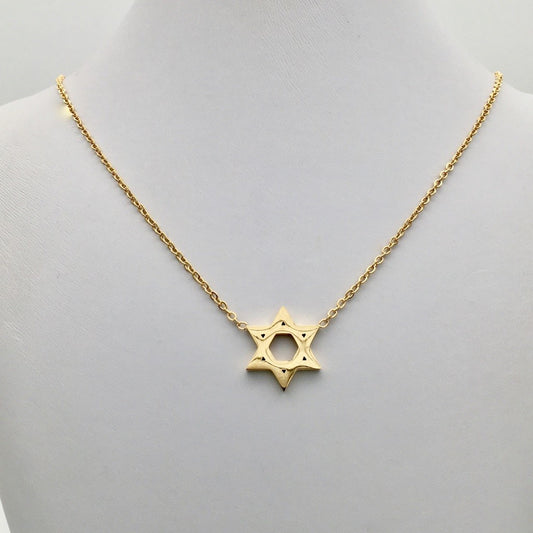 SS1338NL  Gold Plated Star of David Necklace 18"