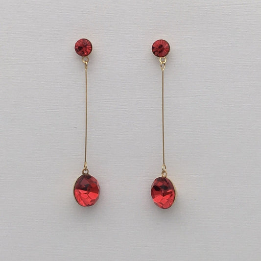 SS955ER Gold Plated Red Earrings