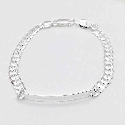 S891BL Curb Link ID Bracelet 6mm. X 8"