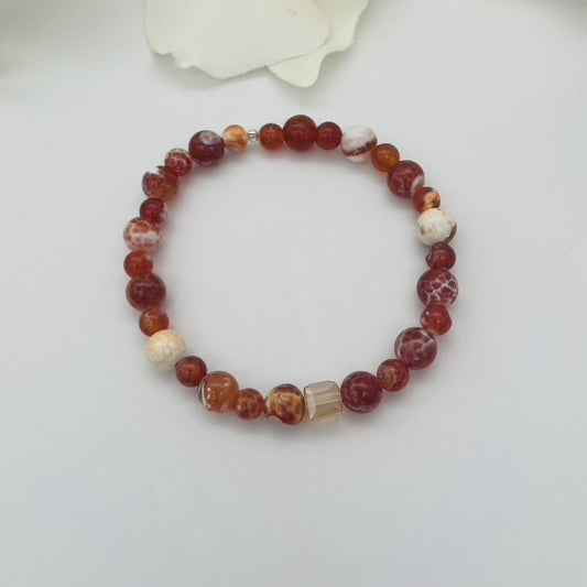 ST1839BL Fire Agate Bracelet 8"