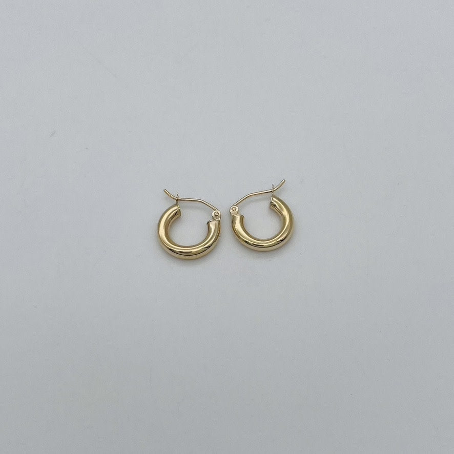 G203ER 14K Gold Hoop Earrings 3mm. X 13mm.