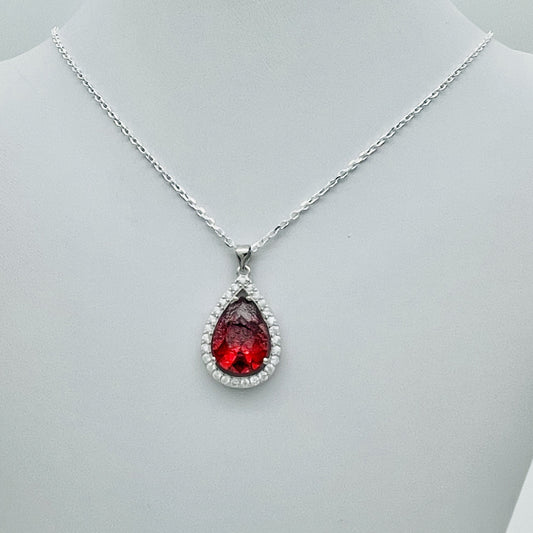 Z1460NL Garnet  Drop Necklace 18"