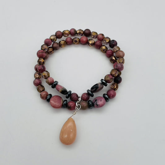 ST1772BL Rhodonite and Opal Bracelet 7"