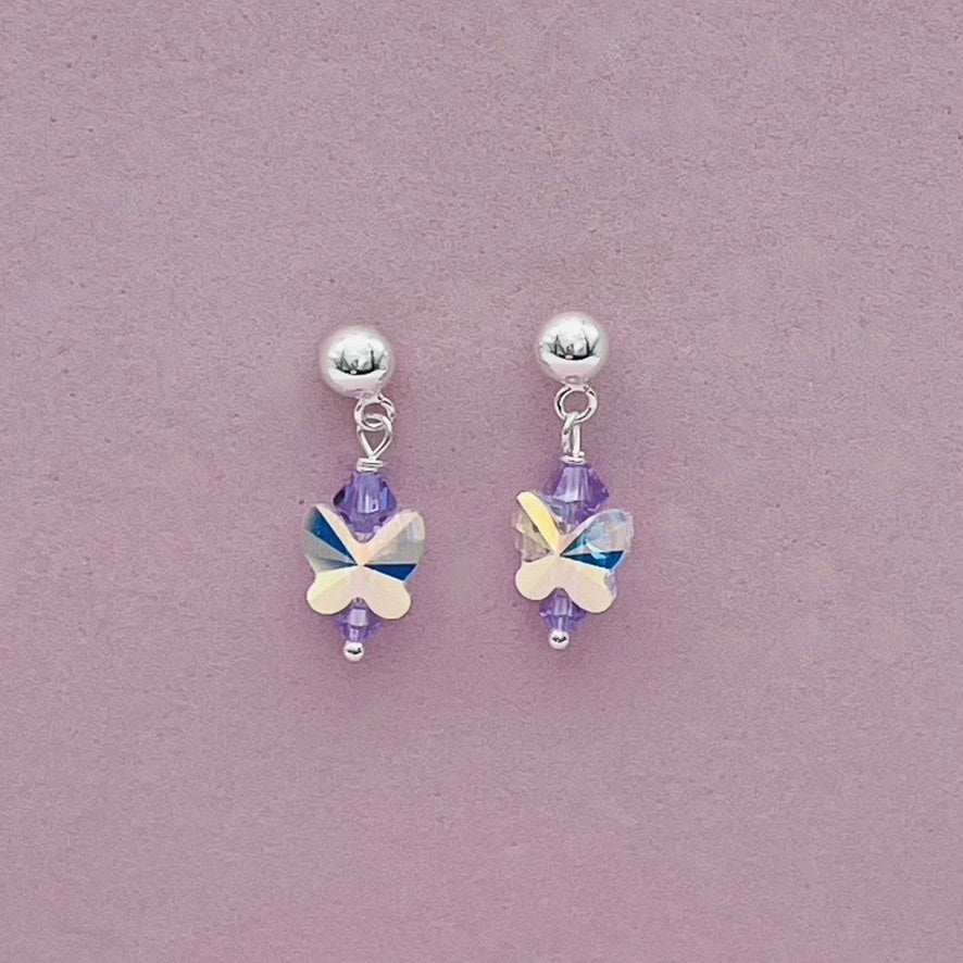C1328SW Lilac Butterfly Earrings